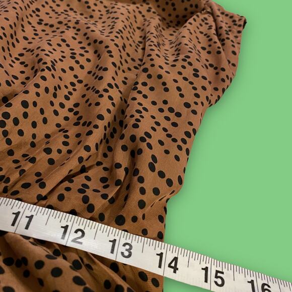 Tulle by Anthropologie Faux Silk Brown Speckled A-Line Midi Dress Size Small - Picture 4 of 9